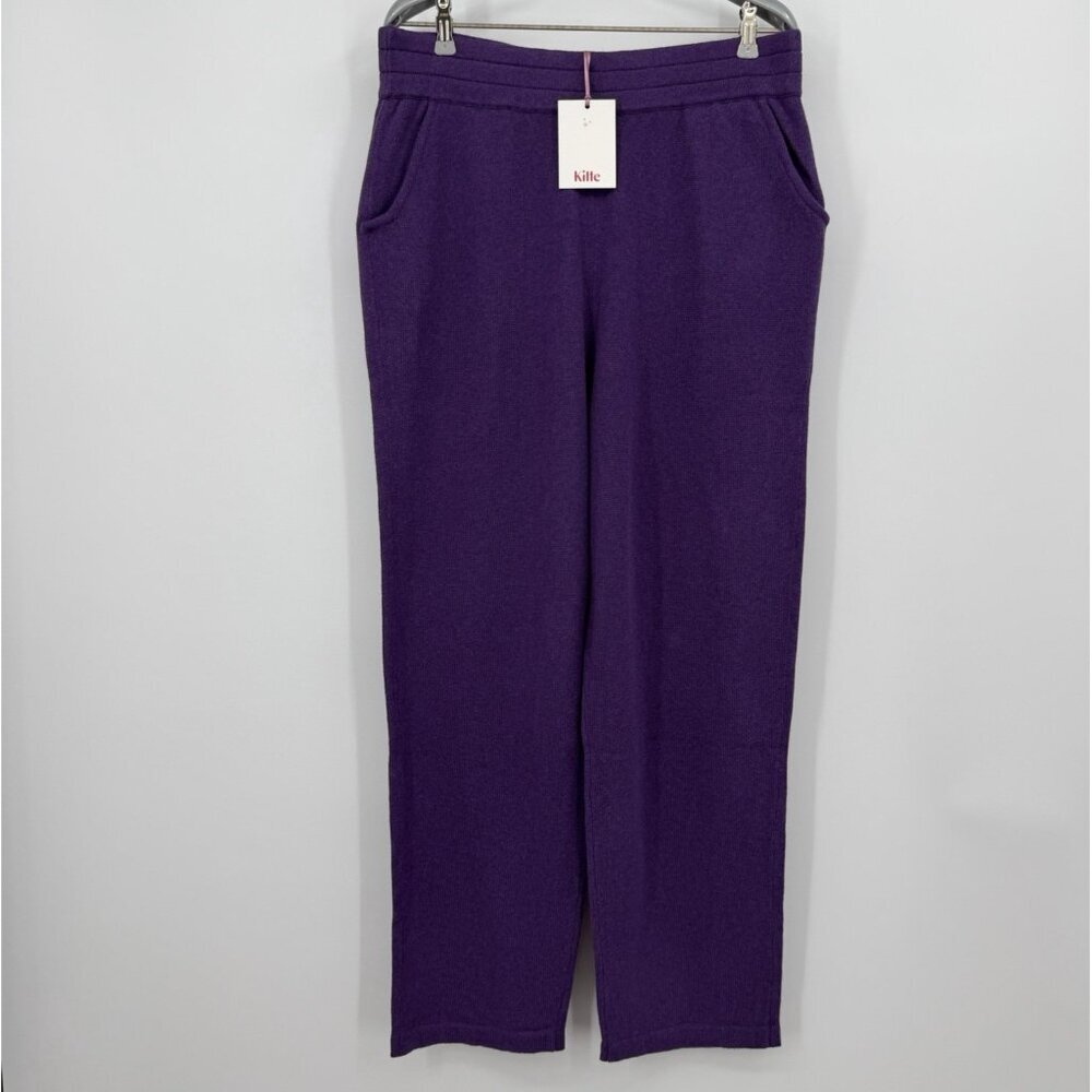 Kilte Collection The Kay Straight Jogger Pants in Plum 3-L/XL Cotton-Cashmere